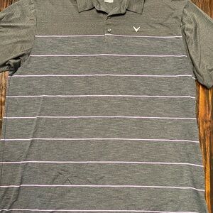 Callaway Charcoal Polo with Lavender Stripes
